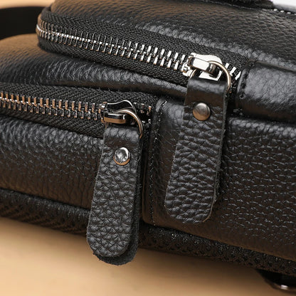 Men's 100% Genuine Leather Chest Bag – Stylish Casual Crossbody & Shoulder Messenger Bag