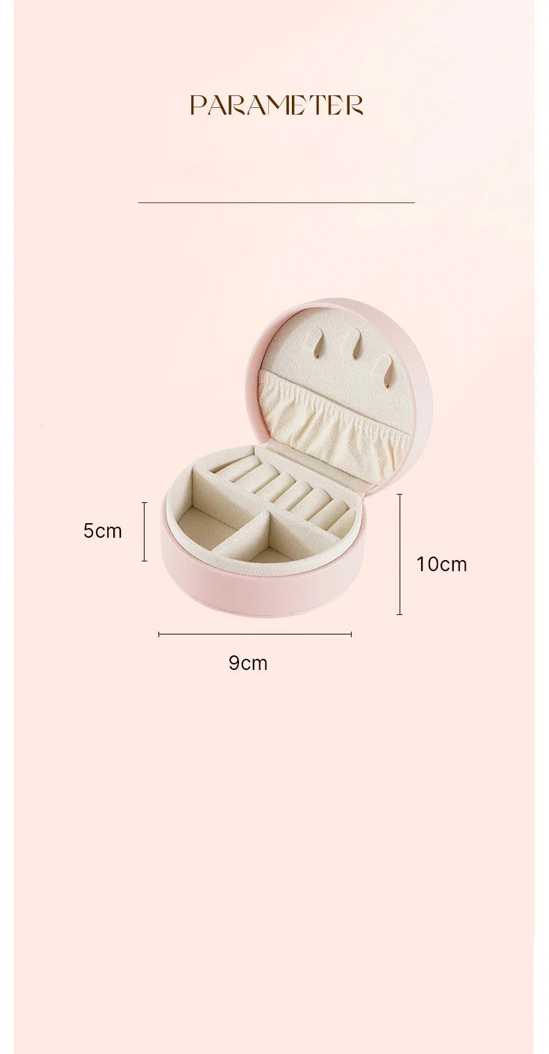 Mini Portable PU Leather Jewelry Box – Travel Organizer for Rings, Earrings & Necklaces