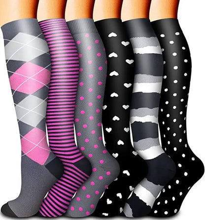 6 Pairs Animal & Fruit Compression Socks – Fun & Supportive Socks for Nurses, Runners & Everyday Wear**