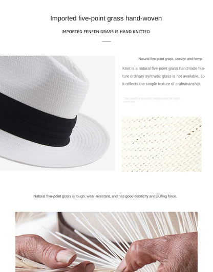 Sombrero Panama Hombre Summer Sun Protection Straw Hat Five Cent Grass Woven Panama Hat For Men Big Head Big Size Gentleman Hats