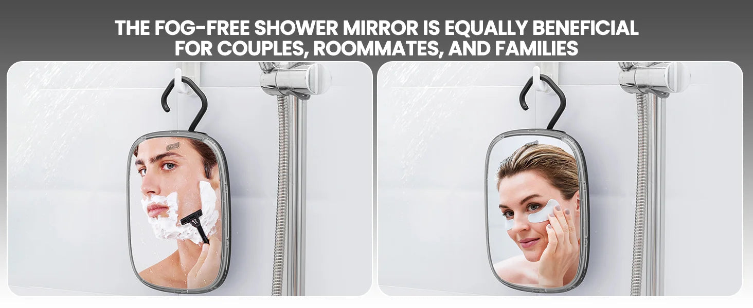 TAILI Shower Mirror Fogless for Shaving, Removable Fog Free Wall Hanging Mirror Portable Bathroom Mirror for Travel Camping