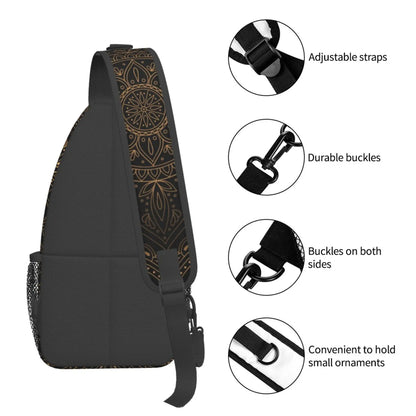 Oriental Mandala Royal Retro Floral Sling Bag – Unisex Crossbody Shoulder Chest Backpack for Travel and Hiking
