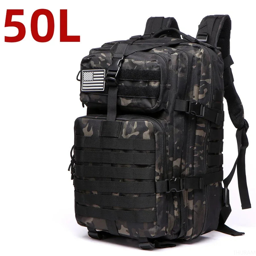 1000D Nylon Waterproof Tactical Backpack – Outdoor Rucksack for Camping, Hiking, Trekking, Fishing & Hunting (25L/50L)