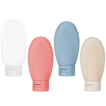 4Pcs/Set Travel Botttle Set 60ml Refillable Bottle Soft Silicone Lotion Shampoo Container Squeeze Tube Empty Bottle Wholesale