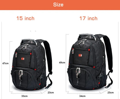 Swiss Multifunctional 17-Inch Laptop Backpack – Durable Travel & College Bag with USB Charging & Water Resistance