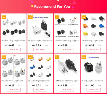 US To EU Plug Adapter Korea KR Euro Europea To America China Canada UK AU Universal Travel Adapter AC Converter Power Adaptor