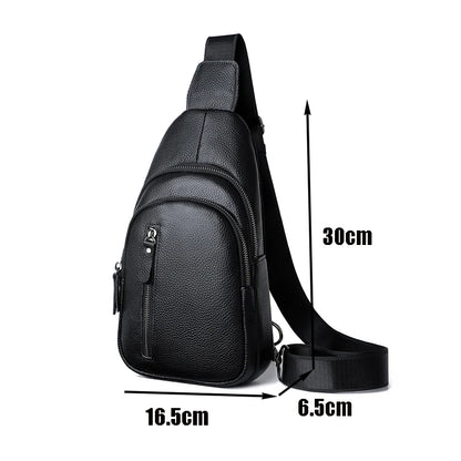 Men's 100% Genuine Leather Chest Bag – Stylish Casual Crossbody & Shoulder Messenger Bag