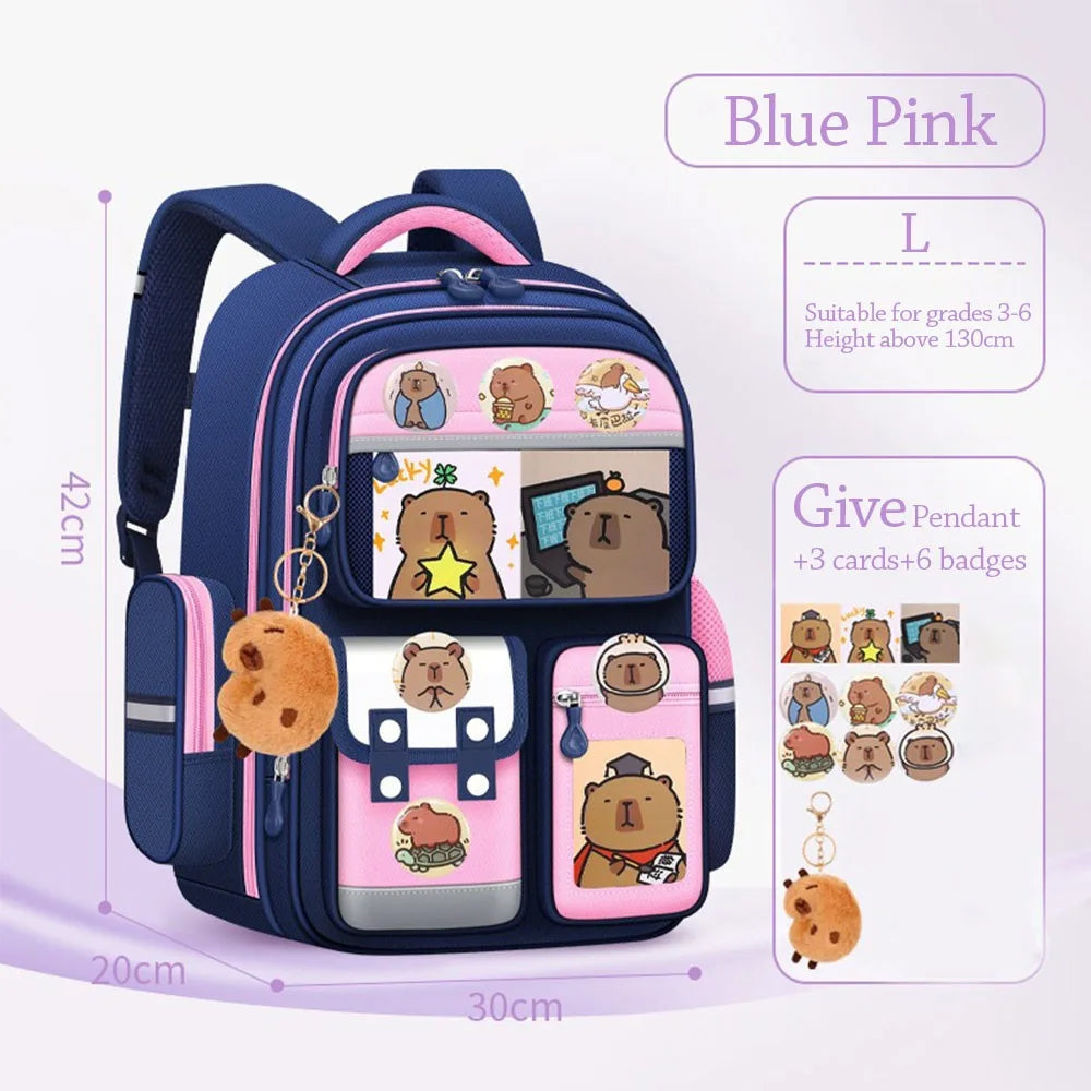 Waterproof Capybara Backpack Large Capacity Alleviate Burden School Bag Protecting Spine Widen Straps Backpack for Students