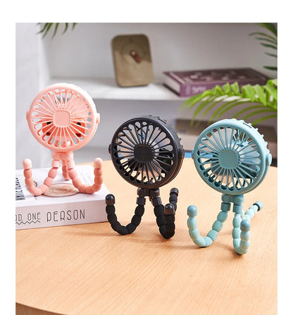 Portable Clip-On Stroller Fan – USB Rechargeable 3-Speed Fan for Baby, Cart & Outdoor Use