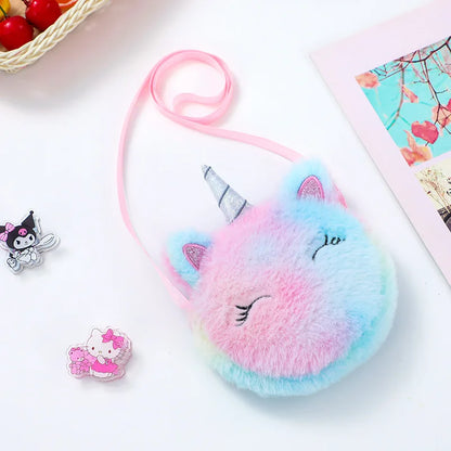 Kawaii Plush Unicorn Mini Crossbody Bag – Cute Baby Backpack & Coin Purse for Girls