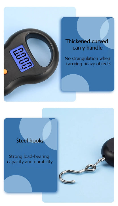 50KG/10g Digital Hanging Scale – LCD Backlit Pocket Scale for Luggage & Fishing
