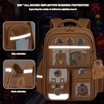 Waterproof Capybara Backpack Large Capacity Alleviate Burden School Bag Protecting Spine Widen Straps Backpack for Students