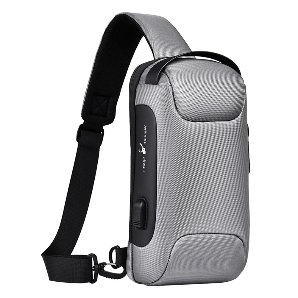 Men's Anti-Theft Crossbody Bag – Waterproof Travel Sling Bag with USB Port & Password Lock
