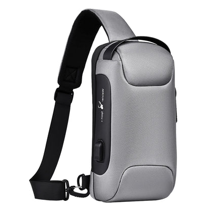 Men's Anti-Theft Crossbody Bag – Waterproof Travel Sling Bag with USB Port & Password Lock