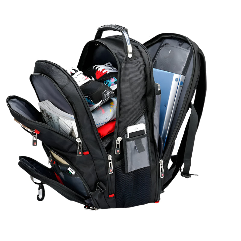 Swiss Multifunctional 17-Inch Laptop Backpack – Durable Travel & College Bag with USB Charging & Water Resistance
