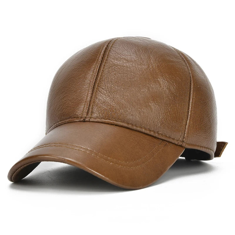 2025 Adjustable Men's Genuine Cowhide Leather Baseball Cap for Fall Winter Outdoor Sports Hat Men Real Cowhide Leather Caps