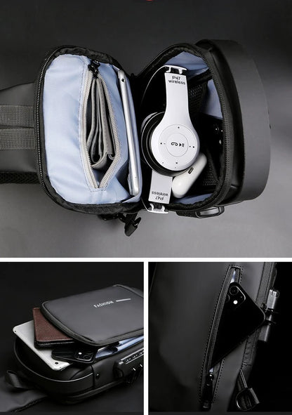Men's Anti-Theft Chest Bag – USB Charging Crossbody Sling Bag for School, Travel & Daily Use