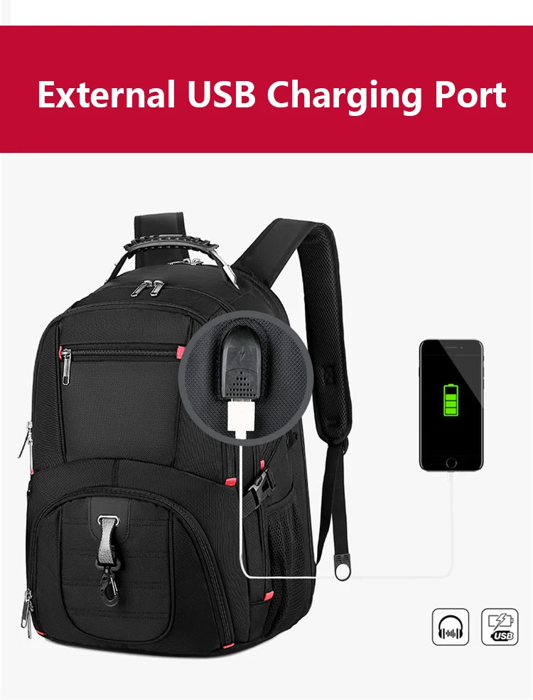 Swiss Multifunctional 17-Inch Laptop Backpack – Durable Travel & College Bag with USB Charging & Water Resistance