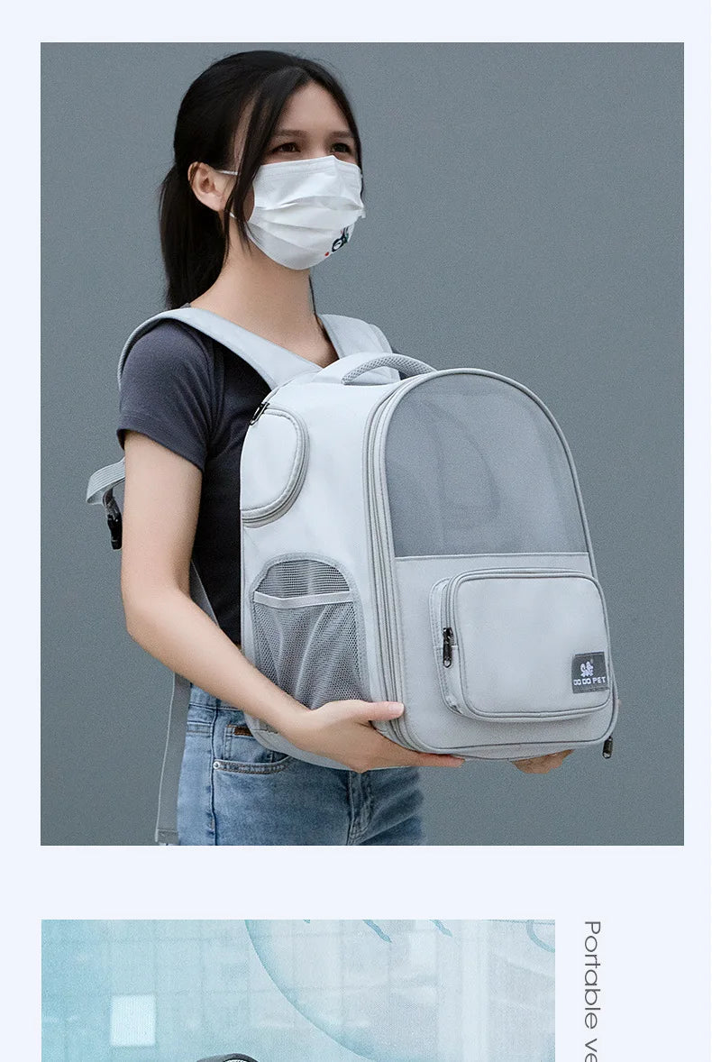Pet Backpack Expandable Foldable Cat Carrier for Small Medium Dog and Cat Transport Dog Bag Large Space Pets Carrier with Zipper
