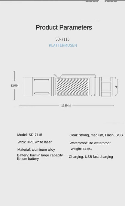 Xiaomi Ultra Bright LED Flashlight – Mini Portable USB Rechargeable Emergency Light for Home & Outdoor Use