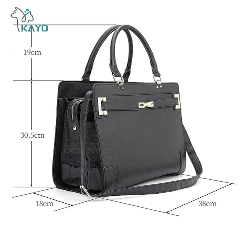 Luxury Pet Carrier Dog Cat Carrier Purse Soft-Sided Leather Handbag Pet Bag for Small Dogs Puppy and Cat TSA Airline Approved