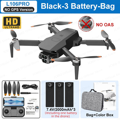 L106 MAX Brushless Dual Camera Drone – 360° Obstacle Avoidance, 2.4GHz RC Quadcopter with HD Camera