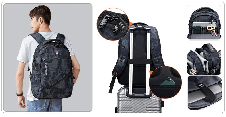 2025 Waterproof Laptop Backpack – 17/20 Inch Oxford Travel Rucksack for Men & Women, School Bag with Modern Design