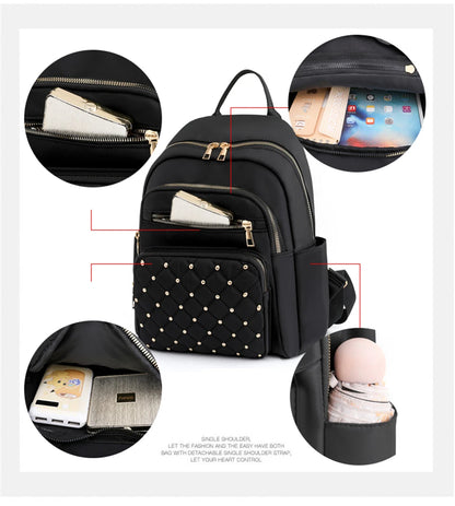 Fashion Nylon Backpack for Women – High-Quality Large Travel and School Bag for Teenage Girls