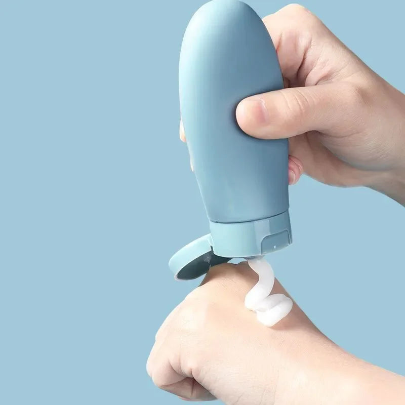 4Pcs/Set Travel Botttle Set 60ml Refillable Bottle Soft Silicone Lotion Shampoo Container Squeeze Tube Empty Bottle Wholesale
