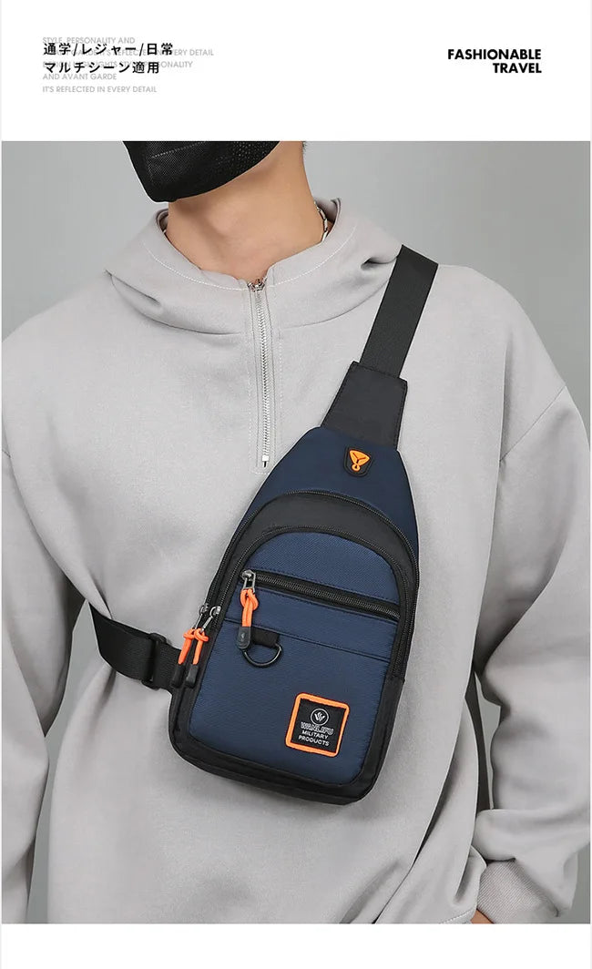 Fashion Men's Chest Bag – Lightweight Oxford Fabric Crossbody Shoulder Bag, Stylish Casual Waist Pack for Men