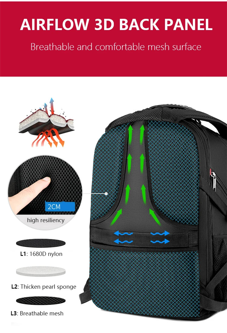 Swiss Multifunctional 17-Inch Laptop Backpack – Durable Travel & College Bag with USB Charging & Water Resistance
