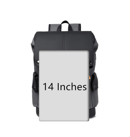 High-Quality PU Leather Waterproof Men's Laptop Backpack – Large Computer Backpack for Business, Urban Man with USB Charging