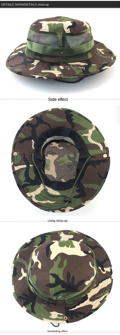 Camouflage Tactical Cap Boonie Bucket Hat Caps Camo Men Outdoor Sports Sun Bucket Cap Fishing Hiking Hunting Hats