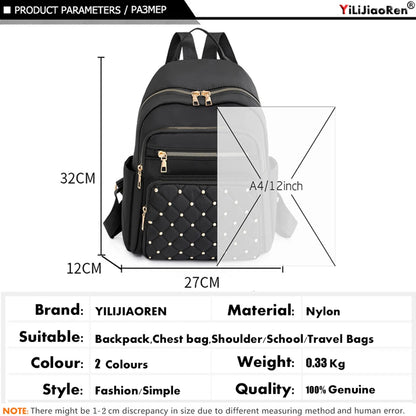 Fashion Nylon Backpack for Women – High-Quality Large Travel and School Bag for Teenage Girls