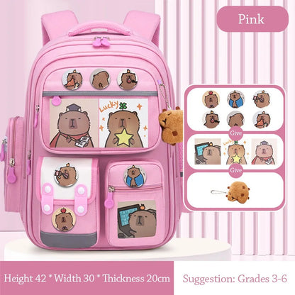 Waterproof Capybara Backpack Large Capacity Alleviate Burden School Bag Protecting Spine Widen Straps Backpack for Students