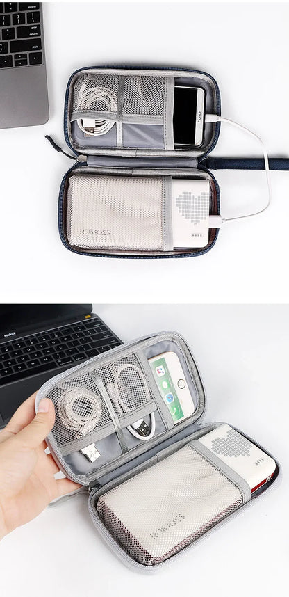 Waterproof Portable Cable Organizer – Digital Storage Bag for Cables, Power Bank & Earphones