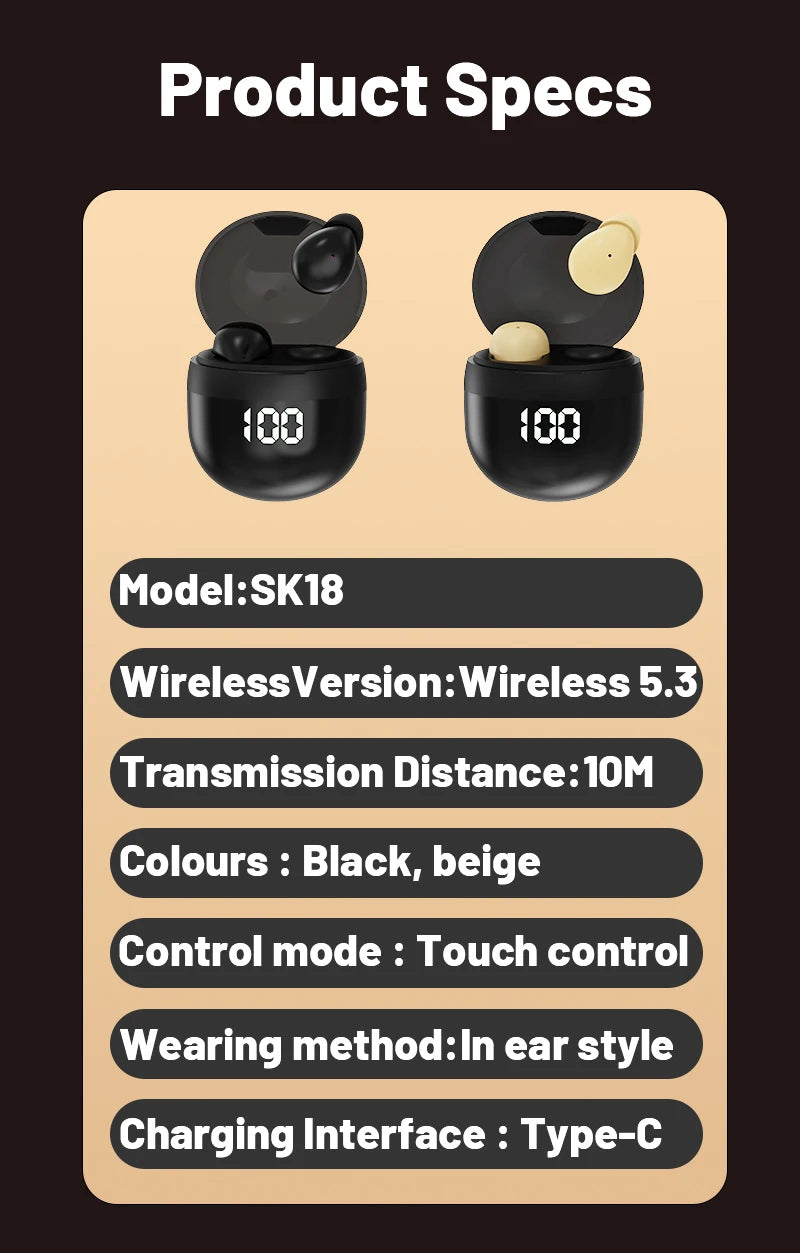 AI Language Translation Wireless Earbuds – Bluetooth Sport Headphones with Deep Bass & Invisible Comfort for Sleep & Travel!
