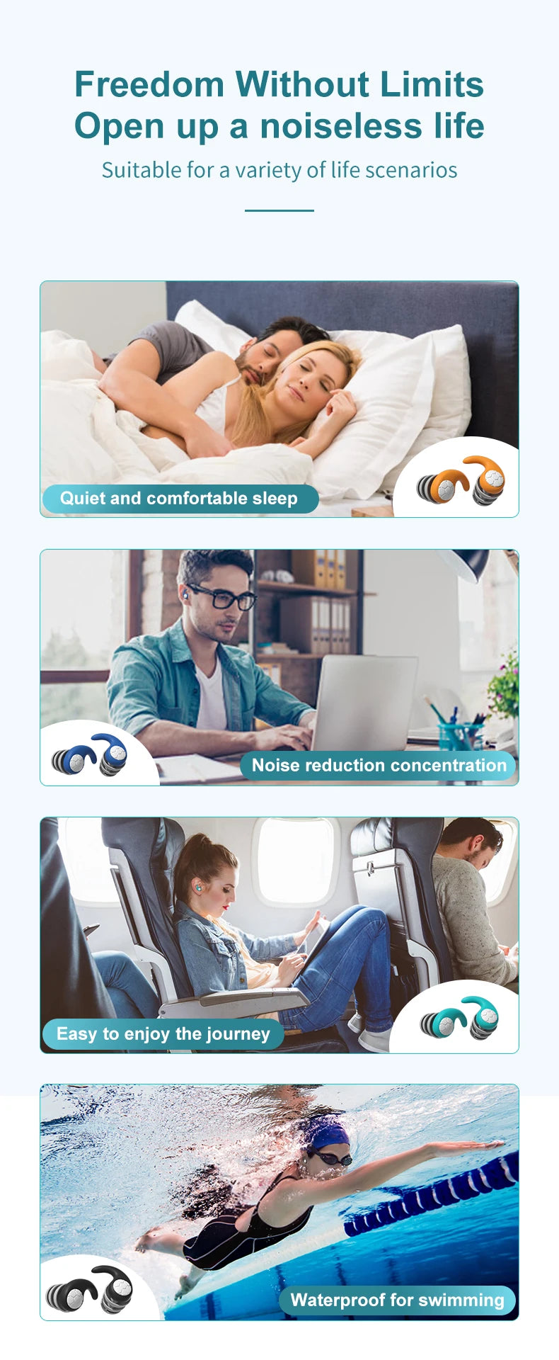 🌙 Sleep Peacefully Anywhere – Soft, Waterproof Noise-Reduction Earplugs for Ultimate Comfort & Quiet! 💤✨