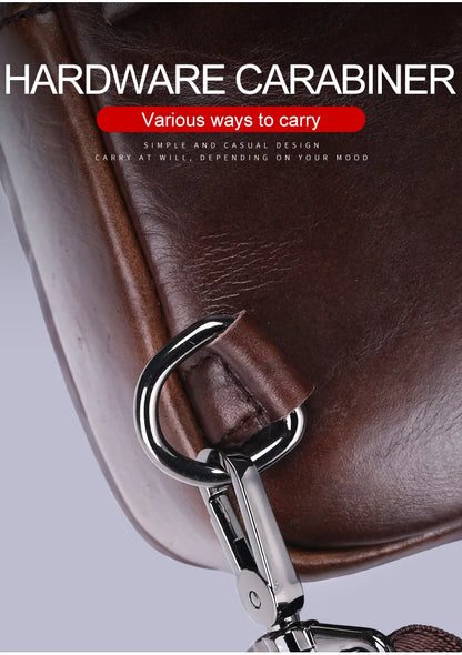BULLCAPTAIN 2025 Men's Leather Chest Bag – Large Capacity Casual Messenger Bag, Classic Leather XB 127