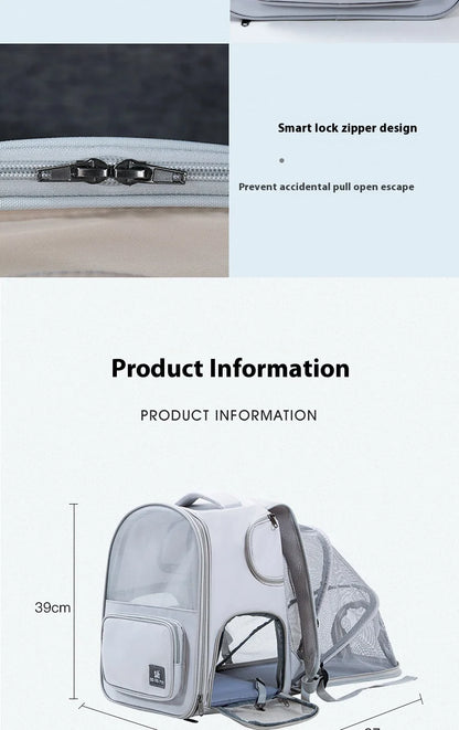 Pet Backpack Expandable Foldable Cat Carrier for Small Medium Dog and Cat Transport Dog Bag Large Space Pets Carrier with Zipper