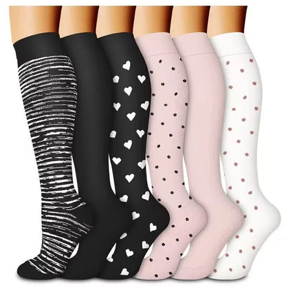 6 Pairs Animal & Fruit Compression Socks – Fun & Supportive Socks for Nurses, Runners & Everyday Wear**