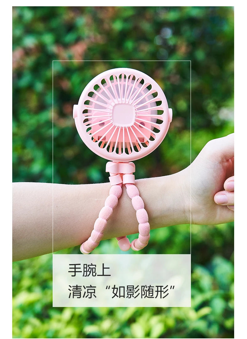 Portable Clip-On Stroller Fan – USB Rechargeable 3-Speed Fan for Baby, Cart & Outdoor Use