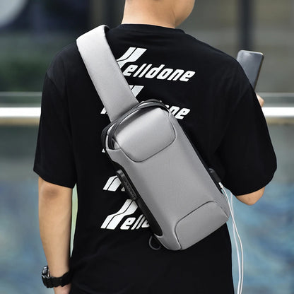 Men's Anti-Theft Crossbody Bag – Waterproof Travel Sling Bag with USB Port & Password Lock