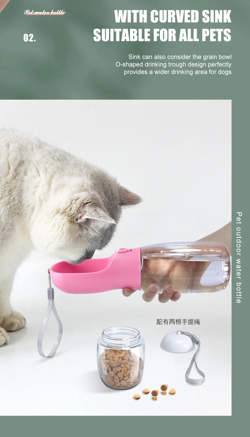 Dog Water food Bottle Portable Travel Pet Drinker Dog Bowl Food Cat Fountain Outdoor Walking Drinking Bottle Dogs Feeder