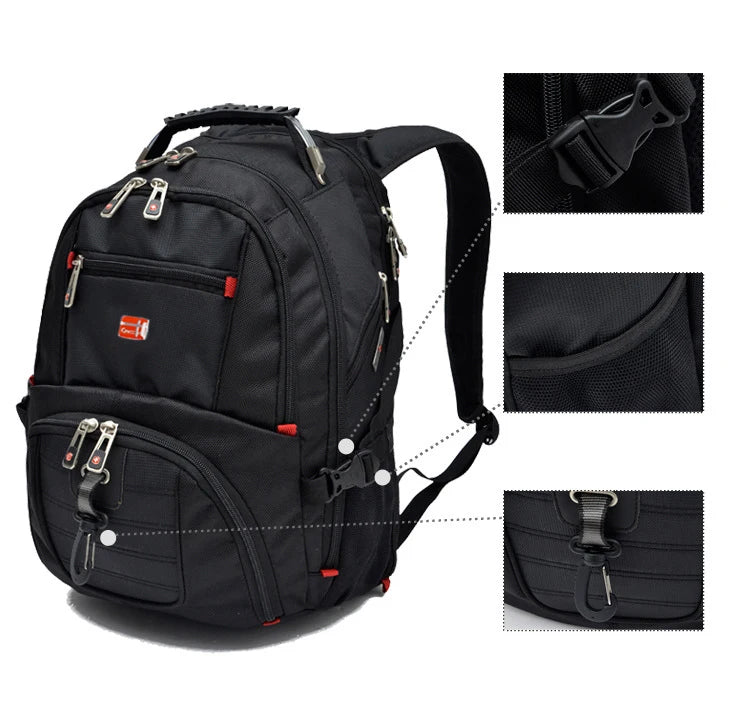 Swiss Multifunctional 17-Inch Laptop Backpack – Durable Travel & College Bag with USB Charging & Water Resistance