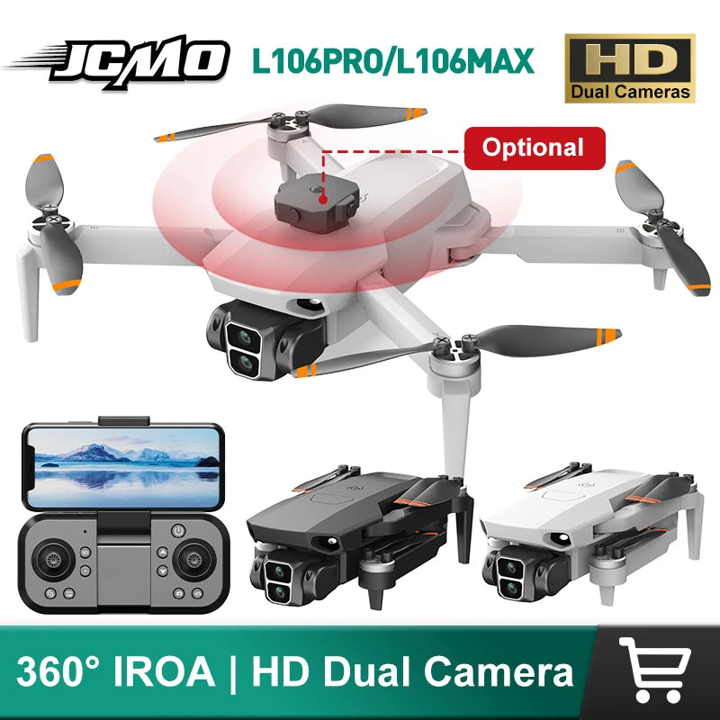 L106 MAX Brushless Dual Camera Drone – 360° Obstacle Avoidance, 2.4GHz RC Quadcopter with HD Camera