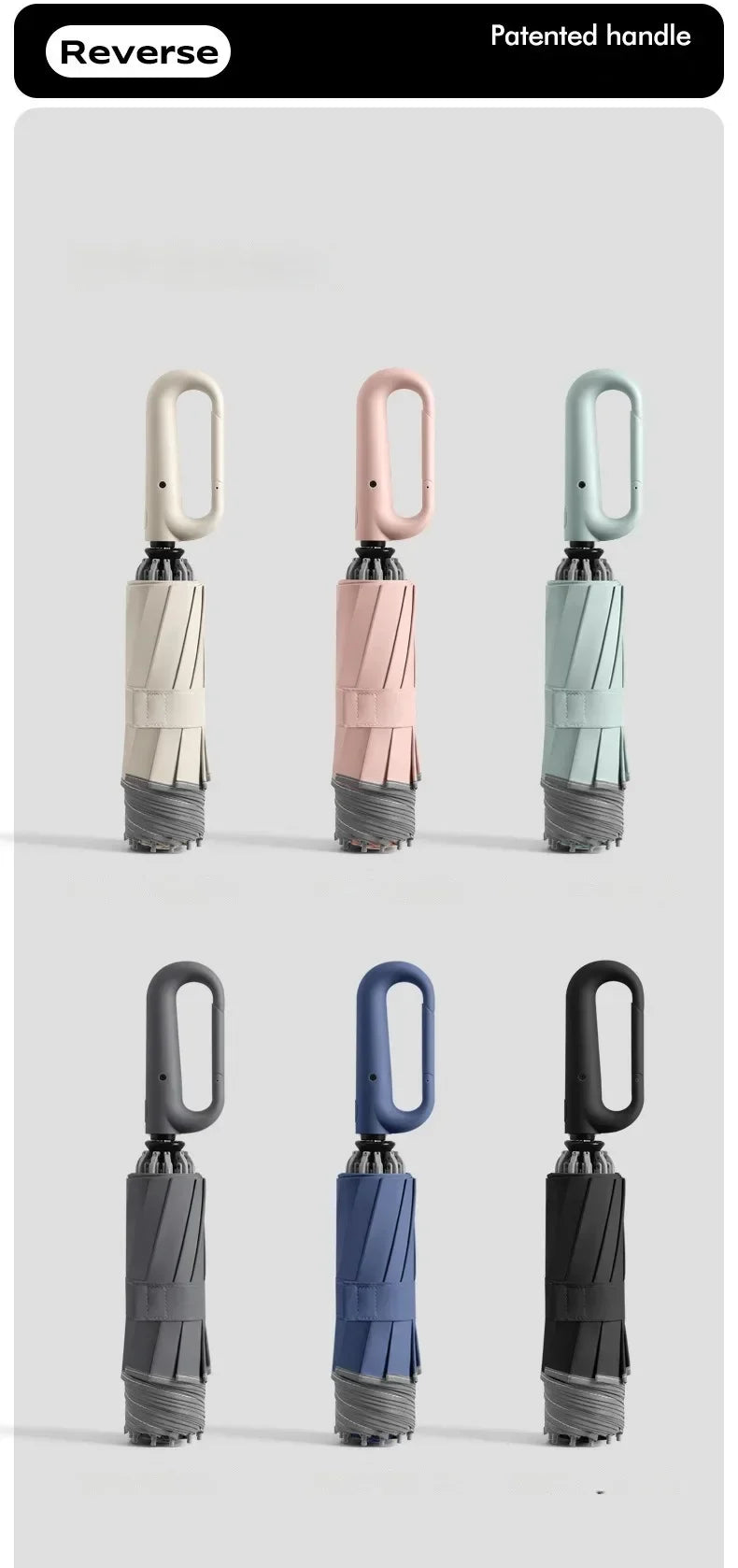 Travel Portable Rain Umbrella, Buckle Automatic Folding Reverse Umbrella, Safety Reflective Strip, Windproof Umbrella Men Women