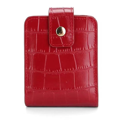 Mini Lipstick Cosmetic Bag with Mirror – Crocodile Pattern PU Travel Makeup Pouch & Organizer