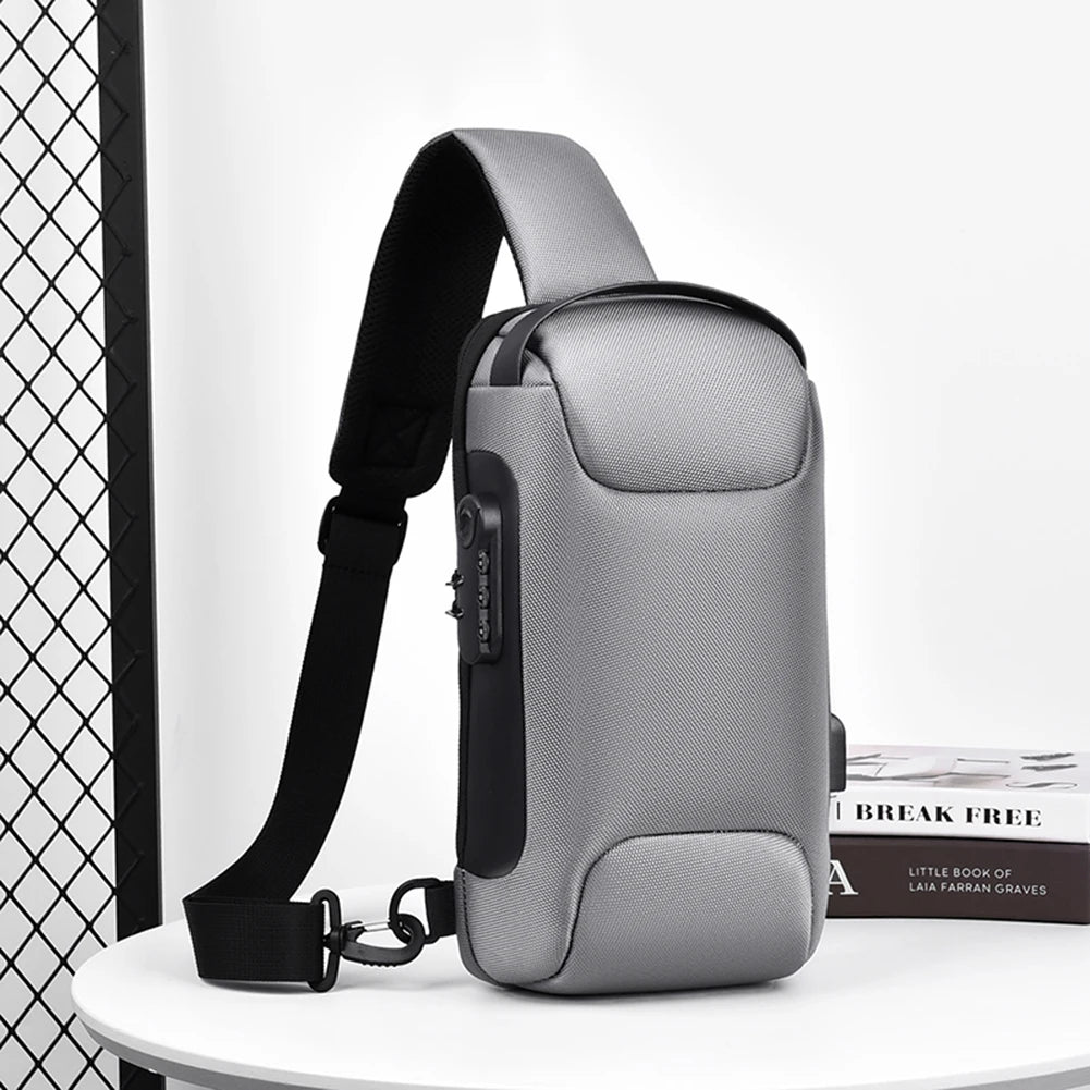 Men's Anti-Theft Crossbody Bag – Waterproof Travel Sling Bag with USB Port & Password Lock