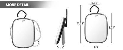 TAILI Shower Mirror Fogless for Shaving, Removable Fog Free Wall Hanging Mirror Portable Bathroom Mirror for Travel Camping